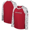 thumbnail image 1 of Youth Colosseum Cardinal/Camo Arkansas Razorbacks OHT Military Appreciation Dark Star Raglan Long Sleeve T-Shirt, 1 of 4