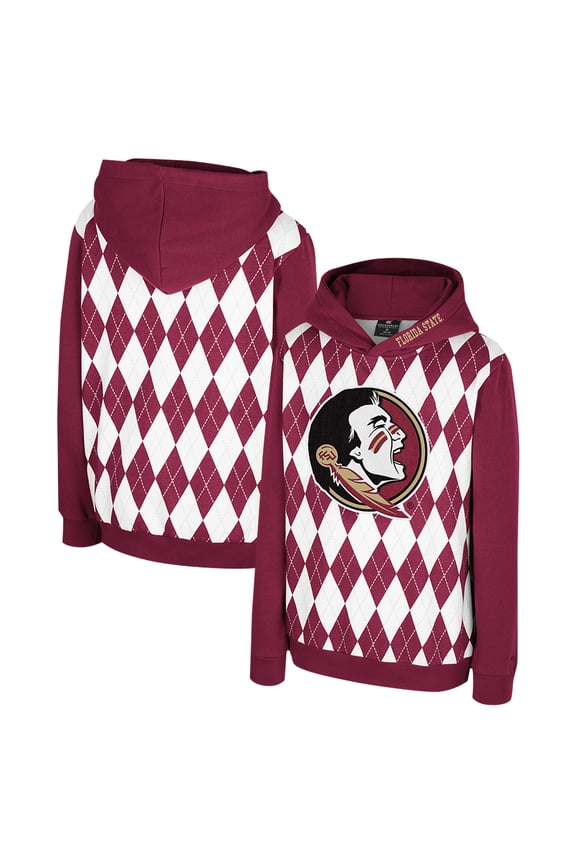 Youth Colosseum Garnet Florida State Seminoles Argyle The Dealio Pullover Hoodie