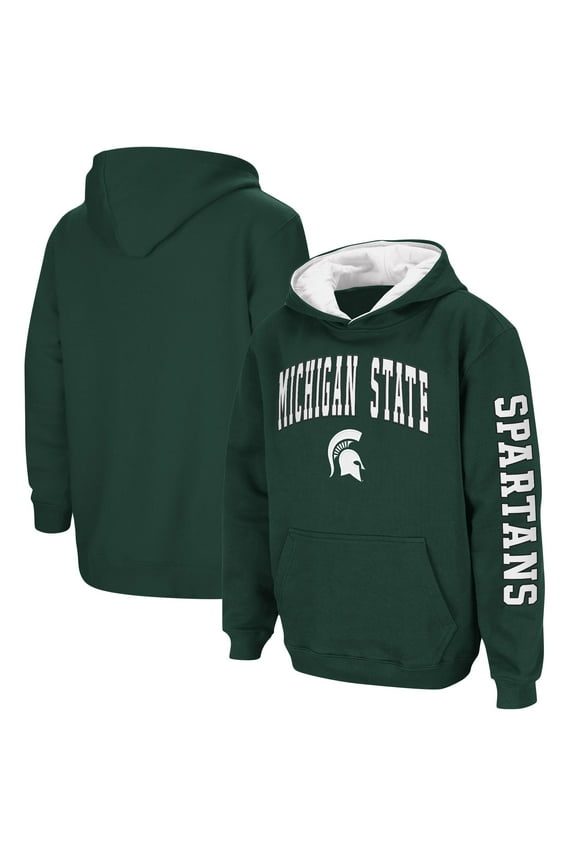 Youth Colosseum Green Michigan State Spartans 2-Hit Team Pullover Hoodie