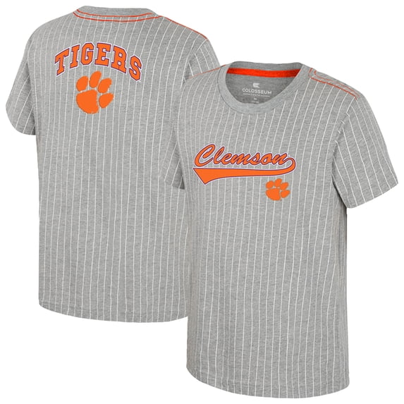 Youth-Colosseum Heather Gray Clemson Tigers Airball Baseball T-Shirt