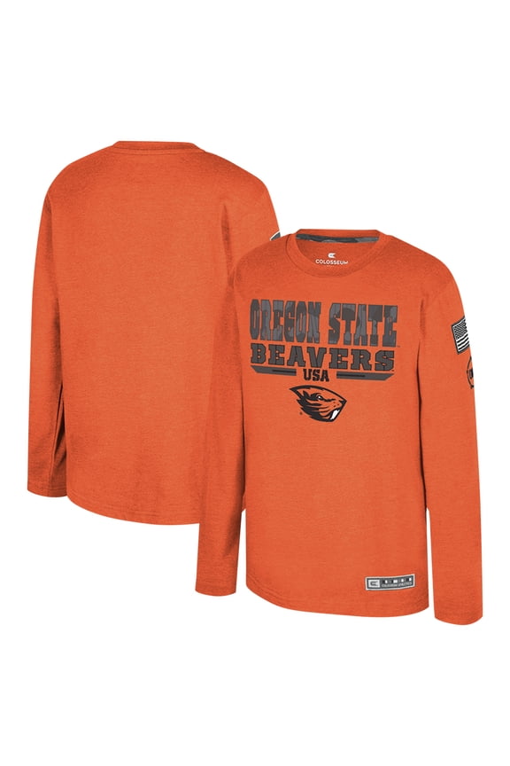 Youth Colosseum Heather Orange Oregon State Beavers OHT Military Appreciation Oorah Long Sleeve T-Shirt