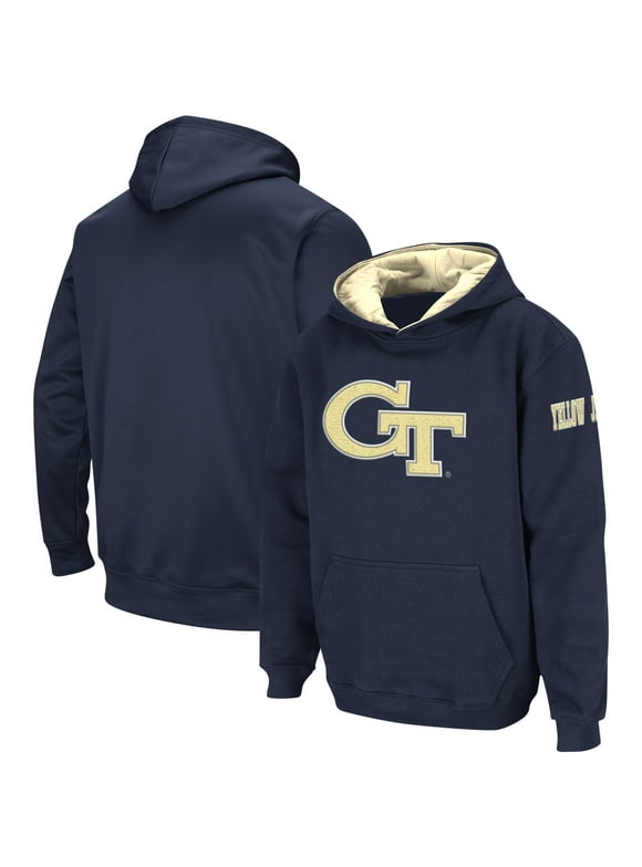 Youth Colosseum  Navy Georgia Tech Yellow Jackets Big Logo Pullover Hoodie