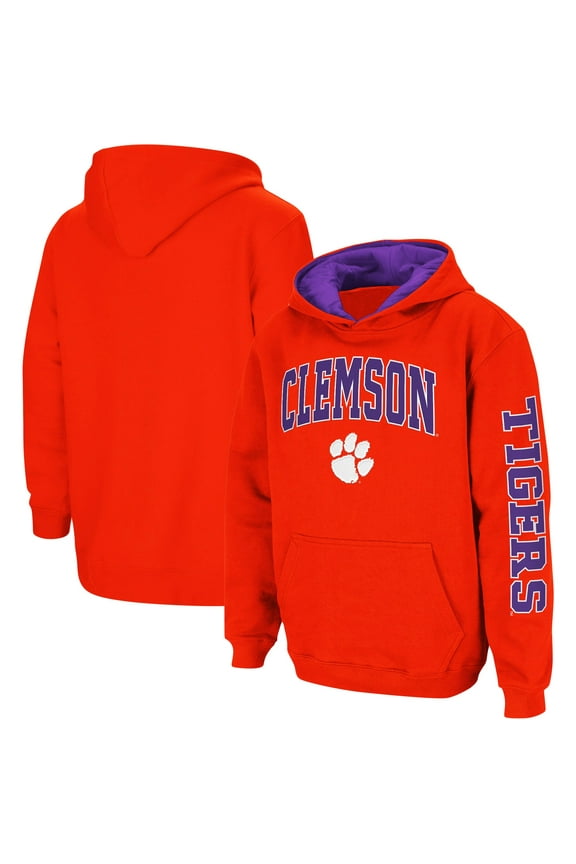 Youth Colosseum Orange Clemson Tigers 2-Hit Team Pullover Hoodie