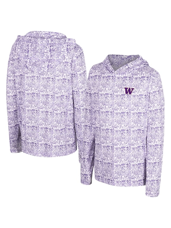 Youth Colosseum Purple Washington Huskies All-Over Print Hoodie