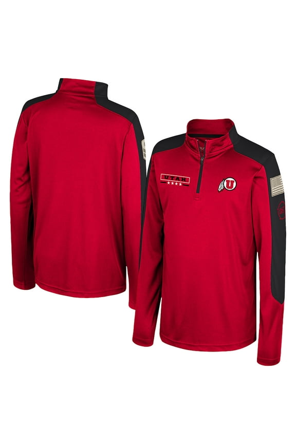 Youth Colosseum  Red Utah Utes OHT Military Appreciation Cyclone Quarter-Zip Windshirt