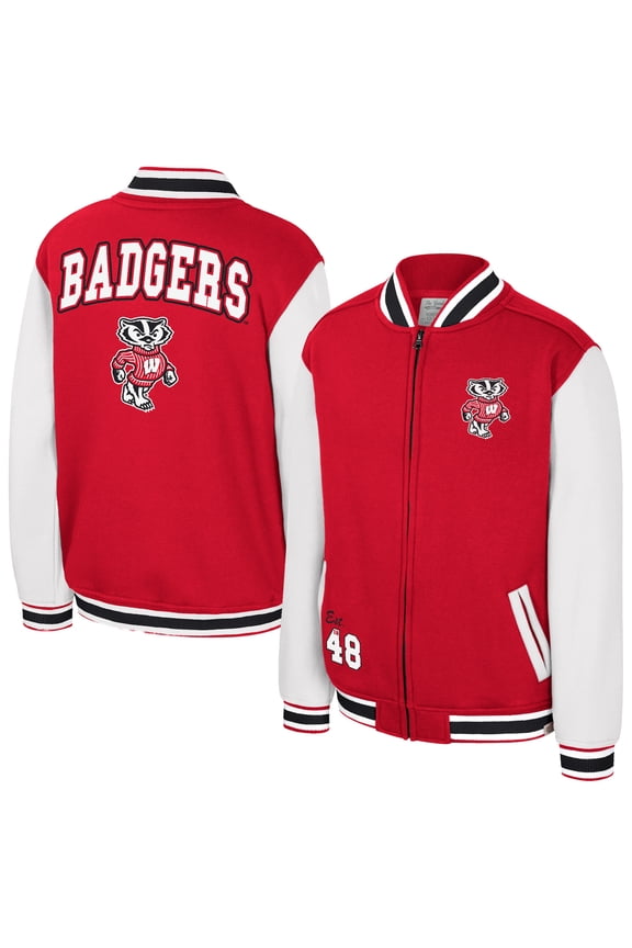 Youth Colosseum Red Wisconsin Badgers Grand Tour Full-Zip Bomber Jacket