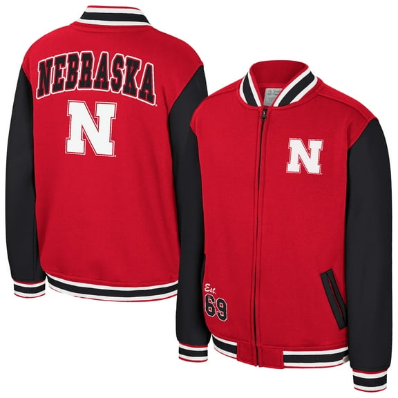 Youth Colosseum Scarlet Nebraska Huskers Grand Tour Full-Zip Bomber Jacket