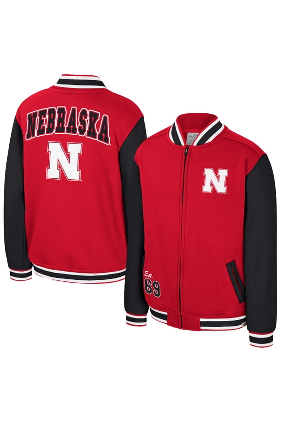 Youth Colosseum Scarlet Nebraska Huskers Grand Tour Full-Zip Bomber Jacket