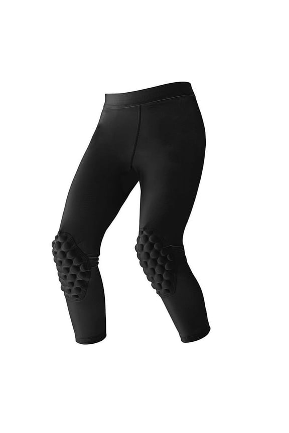 Youth Compression Pants, boys 3/4 Compression Leggings with Knee & Tailbone Pads Basketball Tights, Boys Sports Leggings for Football Soccer Baseball