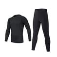 thumbnail image 1 of Youth Compression Shirts Long Sleeve & Pants for Boys Basketball Sports Kids Athletic Base Layer Outfits Sets-2pcs/set,All Black,Little Boys/5-6 Years, 1 of 1