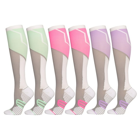 Youth Compression Stockings,Kid Boy's and Girl's Cushioned Anti Blister Socks,Unisex Knee High Athletic Style ,Soccer Football Baseball Socks Set 5.5-8.5 Mixed 3