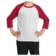 thumbnail image 1 of Youth Core Blend 3/4-Sleeve Cotton/Polyester Raglan Tee White/ Red X-Large, 1 of 6
