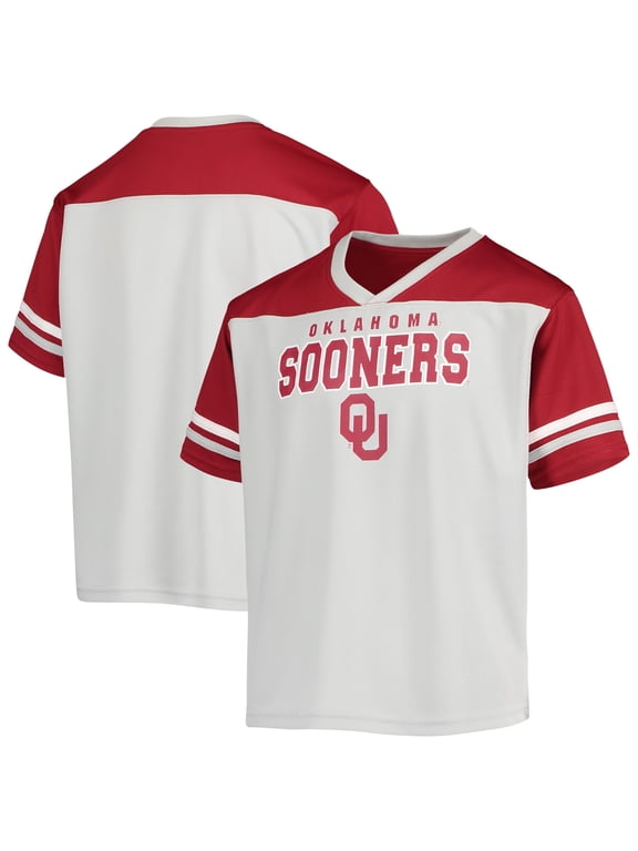 Youth Crimson Oklahoma Sooners Football Jersey V-Neck T-Shirt