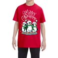 thumbnail image 1 of Youth Cute Penguins Santa Hats Merry Christmas Xmas Shirt, 1 of 4
