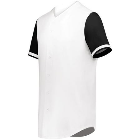 Augusta Sportswear 6910.226.S Youth Cutter Plus Full Button Baseball Jersey, White & Black - Small