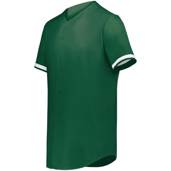 Augusta Sportswear 6910.438.XL Youth Cutter Plus Full Button Baseball Jersey, Dark Green & White - Extra Large
