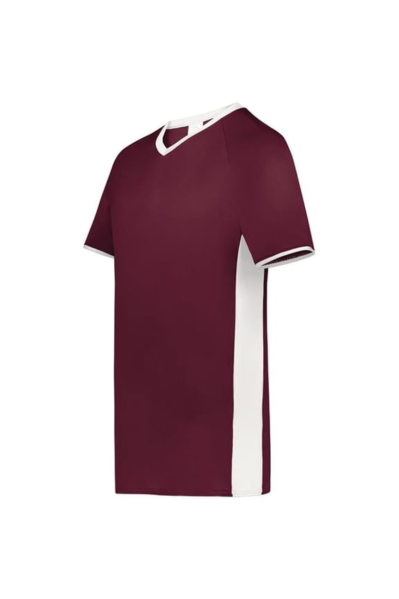 6908.380.XL Youth Cutter Plus V-Neck Jersey, Maroon & White - Extra Large