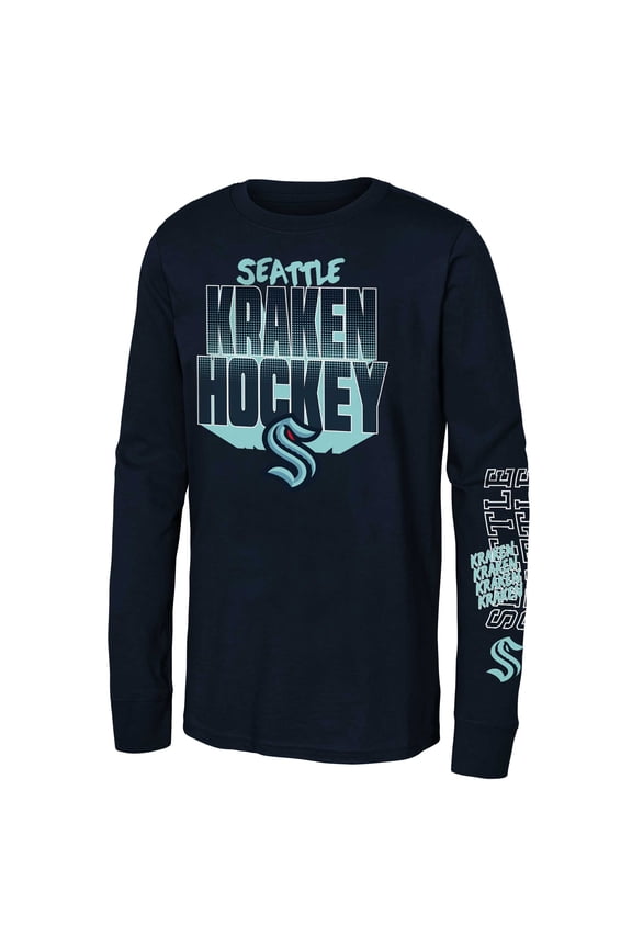 Youth Deep Sea Blue Seattle Kraken Standout Long Sleeve T-Shirt