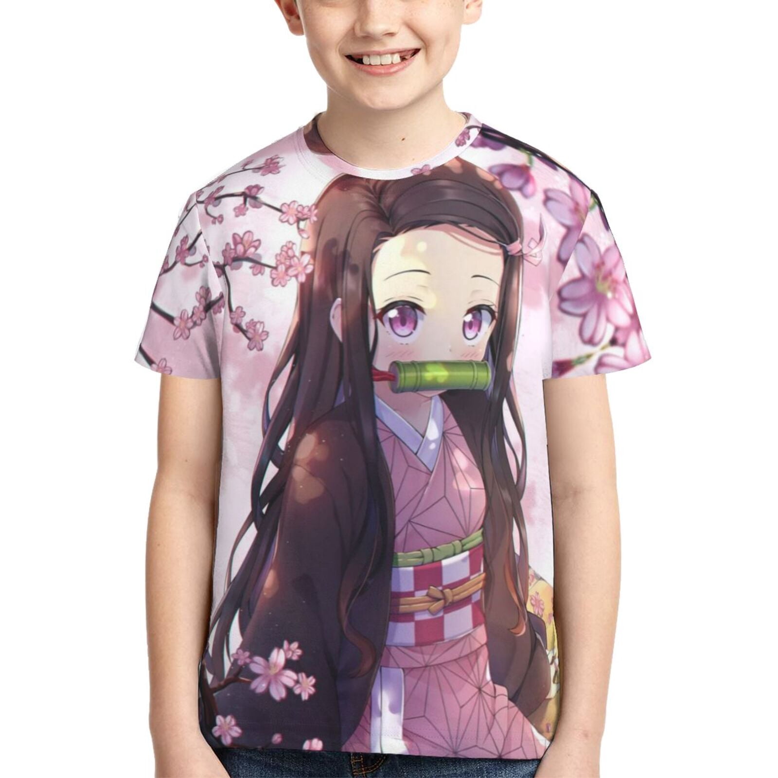 Youth Demon Slayer Nezuko T Shirts 3D Printed Short Sleeve Tee Shirt for Boys Girls