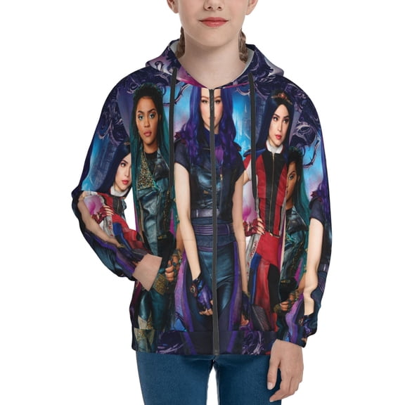 Youth Descendan-t Zip Up Graphic Hoodie with Pockets Comfort Long Sleeve Soft Hoodies
