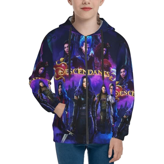 Youth Descendan-t Zip Up Graphic Hoodie with Pockets Comfort Long Sleeve Soft Hoodies