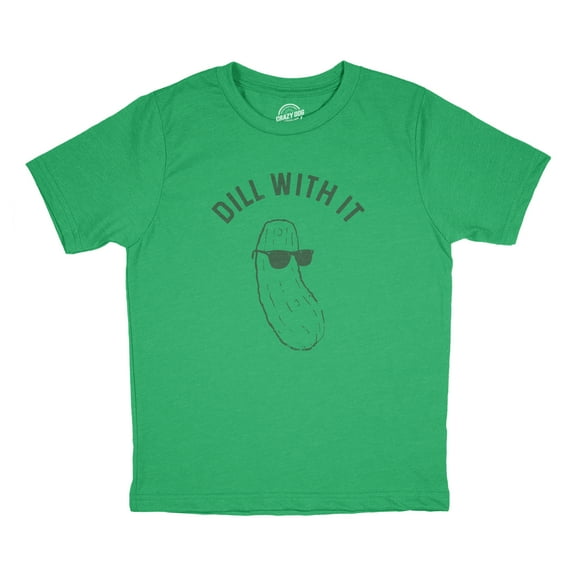Youth Dill With It T Shirt Funny Pickles Deal With It Vegetable Joke Tee for Kids