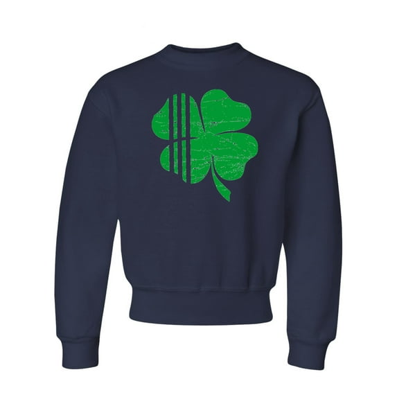 Youth Distressed Shamrock St. Patrick's Day Irish Pride Crewneck Sweatshirt