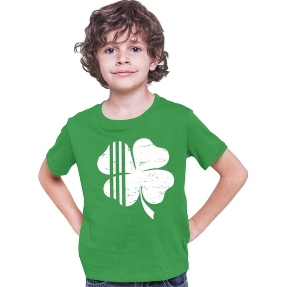 Youth Distressed Shamrock St. Patrick's Day Irish Pride T-Shirt
