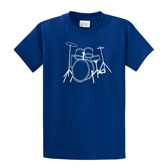 Youth Drumming Short Sleeve T-shirt Drumset Design-Royal-YXL