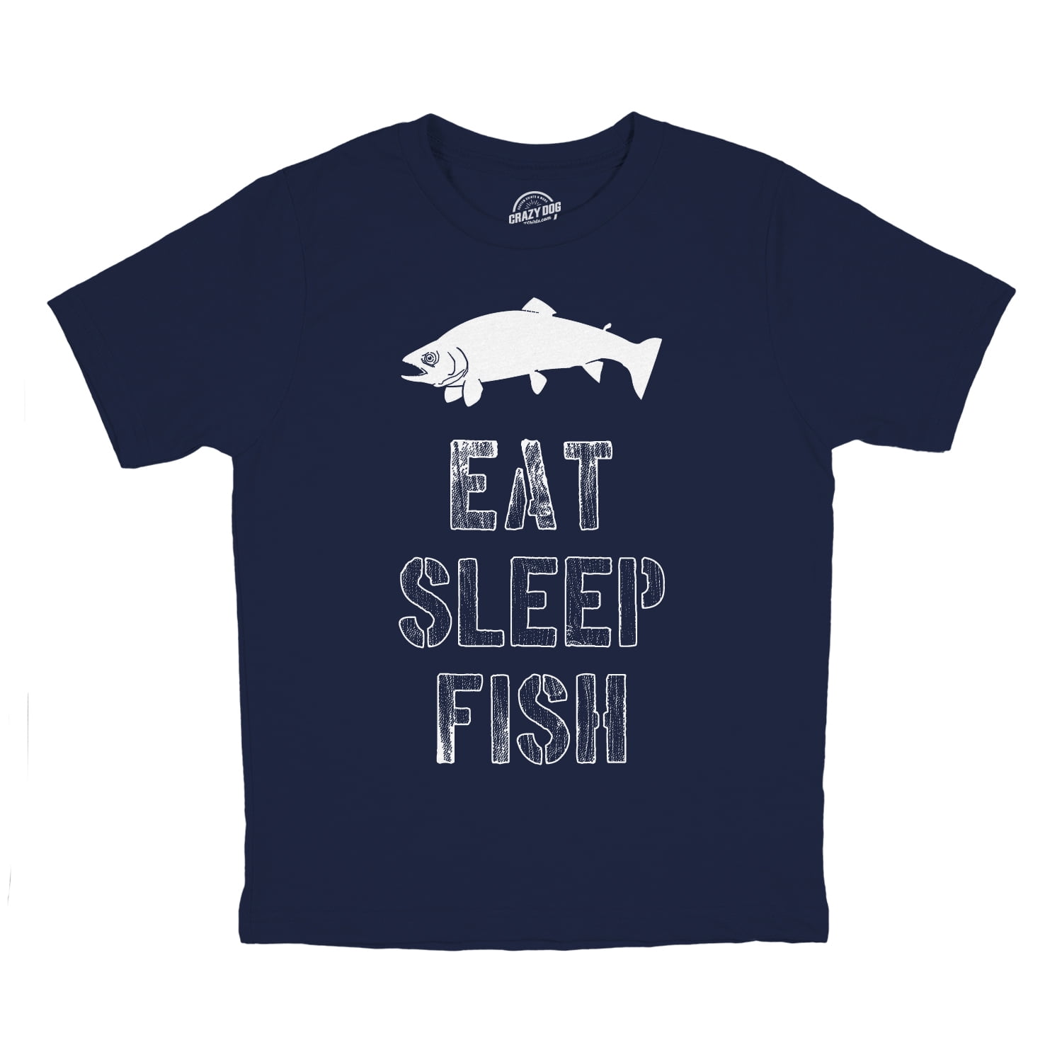 Youth Eat Sleep Fish T Shirt Funny Fishing Tee Cool Graphic Fun