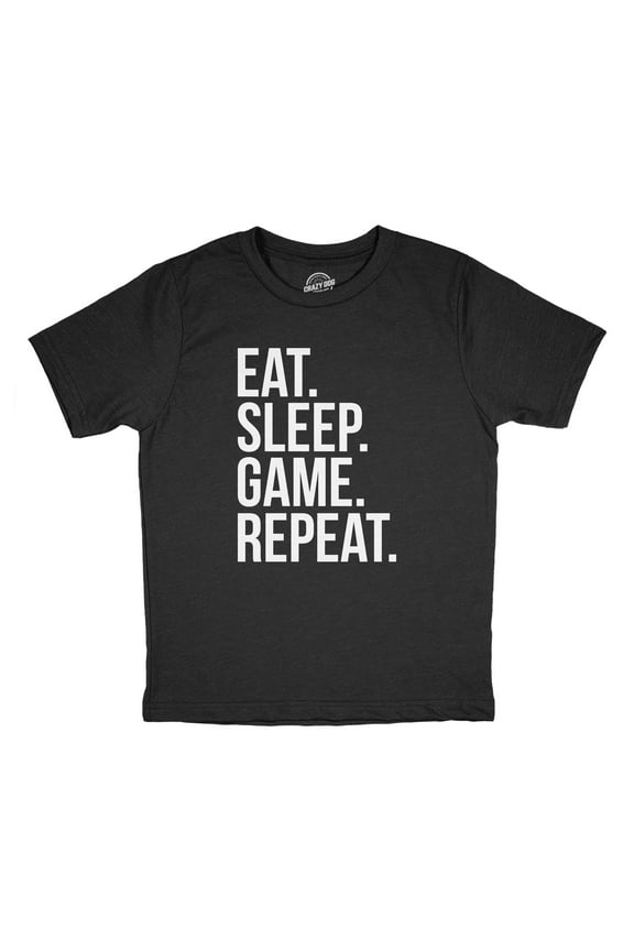 Youth Eat Sleep Game Repeat T Shirt Funny Nerdy Gamer Tee for Kids