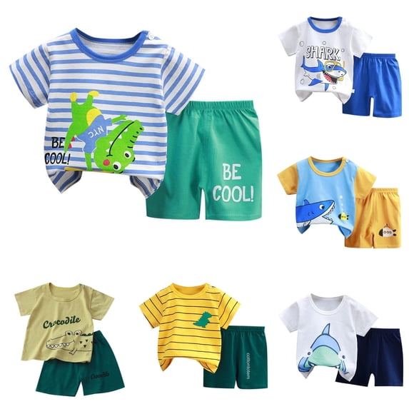 Youth Ensemble Short Sleeve Fall Outdoor Cozy Summer for Kids Beach Loose Active Everyday Shorts Set
