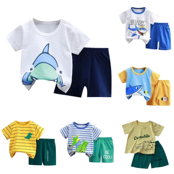 Youth Ensemble Short Sleeve Fall Outdoor Cozy Summer for Kids Beach Loose Active Everyday Shorts Set