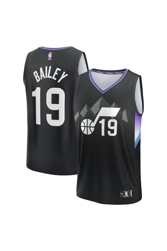 Youth Fanatics Ace Bailey Black Utah Jazz 2025 NBA Draft First Round Pick Fast Break Replica Jersey - Statement Edition