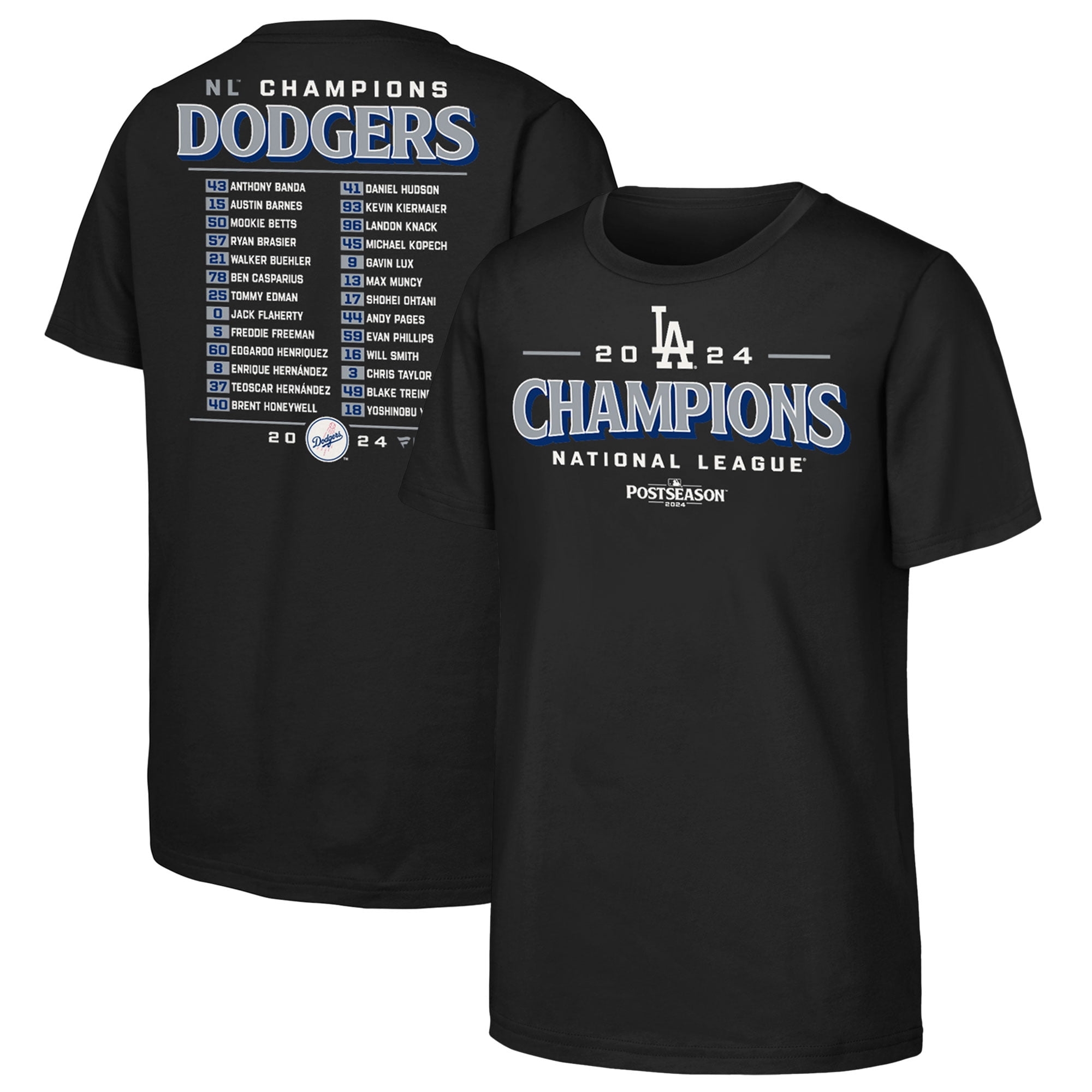 Youth Fanatics Black Los Angeles Dodgers 2024 National League Champions