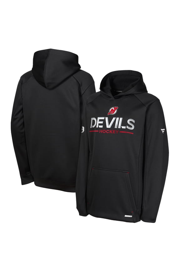 Youth Fanatics Black New Jersey Devils Authentic Pro Rink Raglan Hoodie
