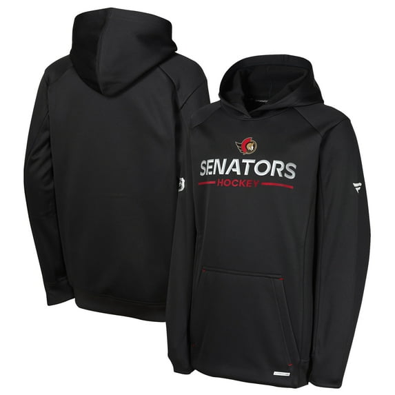 Youth Fanatics Black Ottawa Senators Authentic Pro Rink Raglan Hoodie