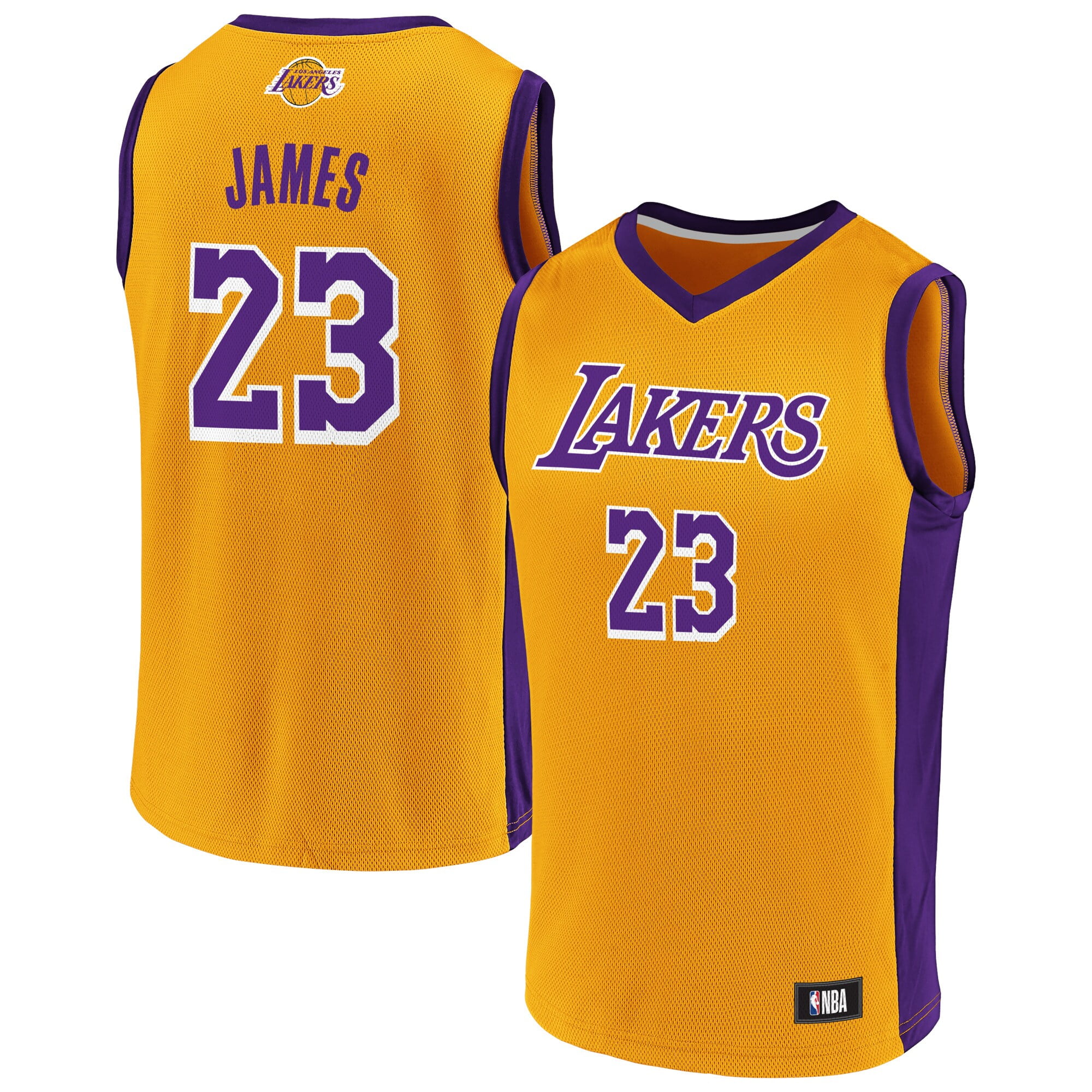 Youth Fanatics Branded LeBron James Gold/Purple Los Angeles Lakers Replica  Jersey 