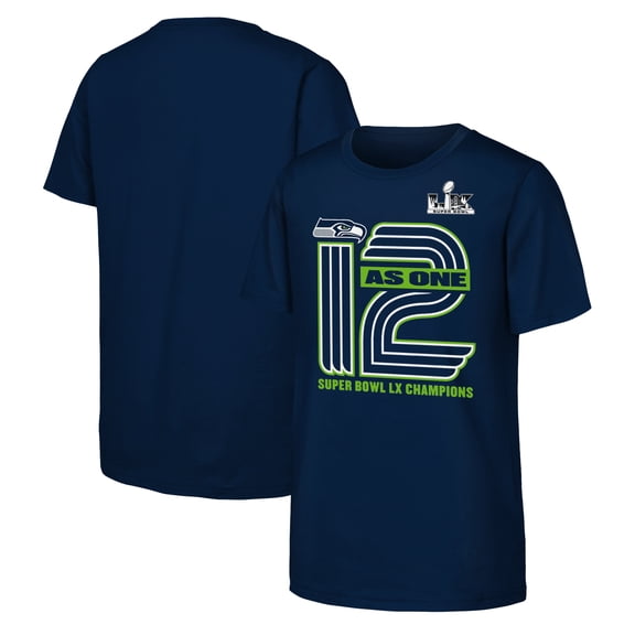 Youth Fanatics College Navy Seattle Seahawks Super Bowl LX Champions Hometown Collection T-Shirt