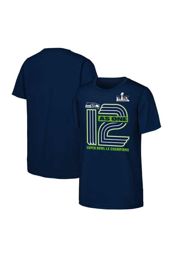 Youth Fanatics College Navy Seattle Seahawks Super Bowl LX Champions Hometown Collection T-Shirt