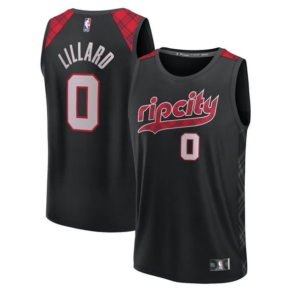 Youth Fanatics Damian Lillard Black Portland Trail Blazers Fast Break Jersey - City Edition