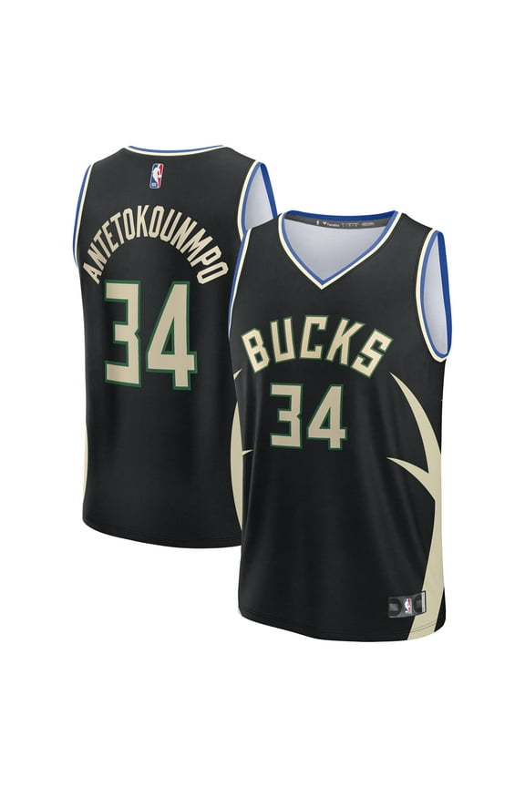 Youth Fanatics Giannis Antetokounmpo Black Milwaukee Bucks Fast Break Replica Player Jersey - Statement Edition