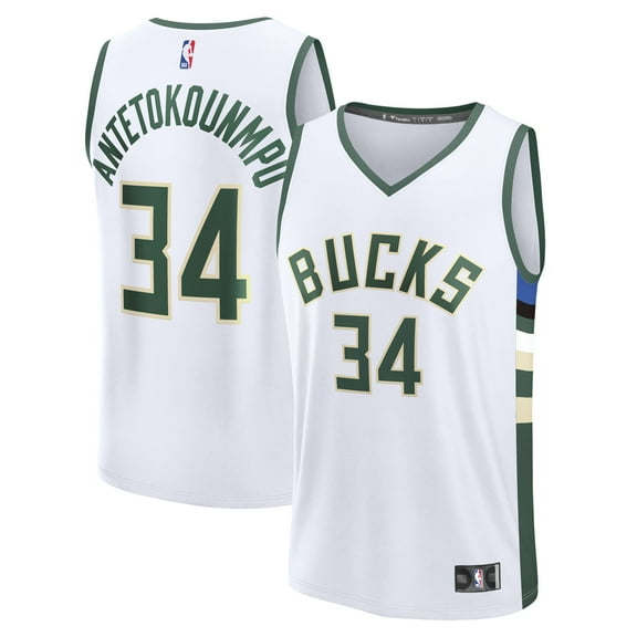 Youth Fanatics Giannis Antetokounmpo White Milwaukee Bucks Fast Break Replica Player Jersey - Association Edition