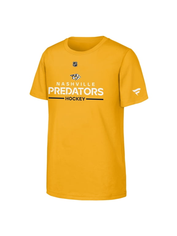 Youth Fanatics Gold Nashville Predators Authentic Pro Wordmark T-Shirt