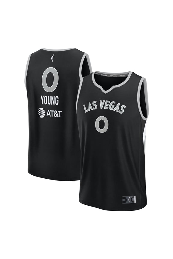 Youth Fanatics Jackie Young Black Las Vegas Aces Explorer Edition Fast Break Replica Jersey