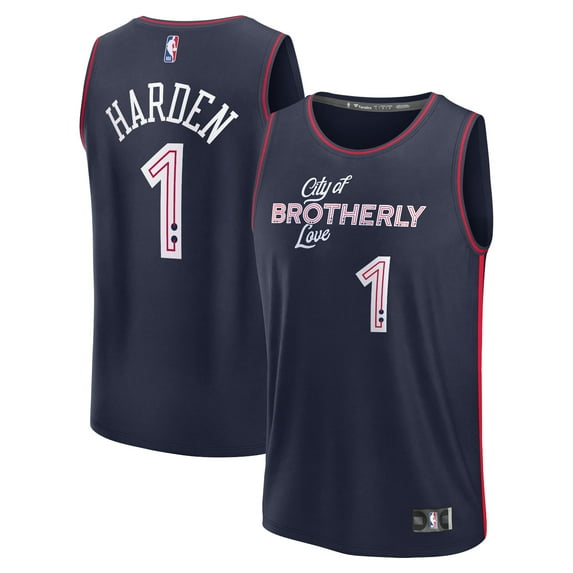 Youth Fanatics James Harden Navy Philadelphia 76ers Fast Break Jersey - City Edition