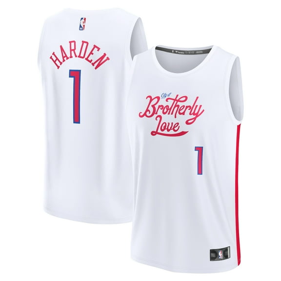 Youth Fanatics James Harden White Philadelphia 76ers Fastbreak Jersey - City Edition