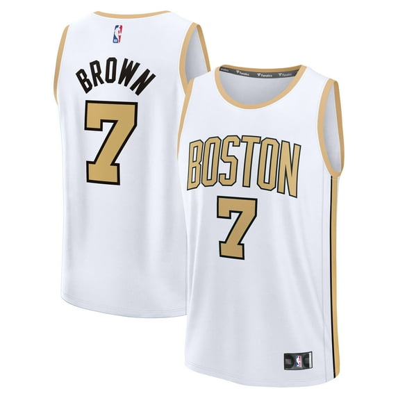 Youth Fanatics Jaylen Brown White Boston Celtics 2025/26 City Edition Fast Break Jersey
