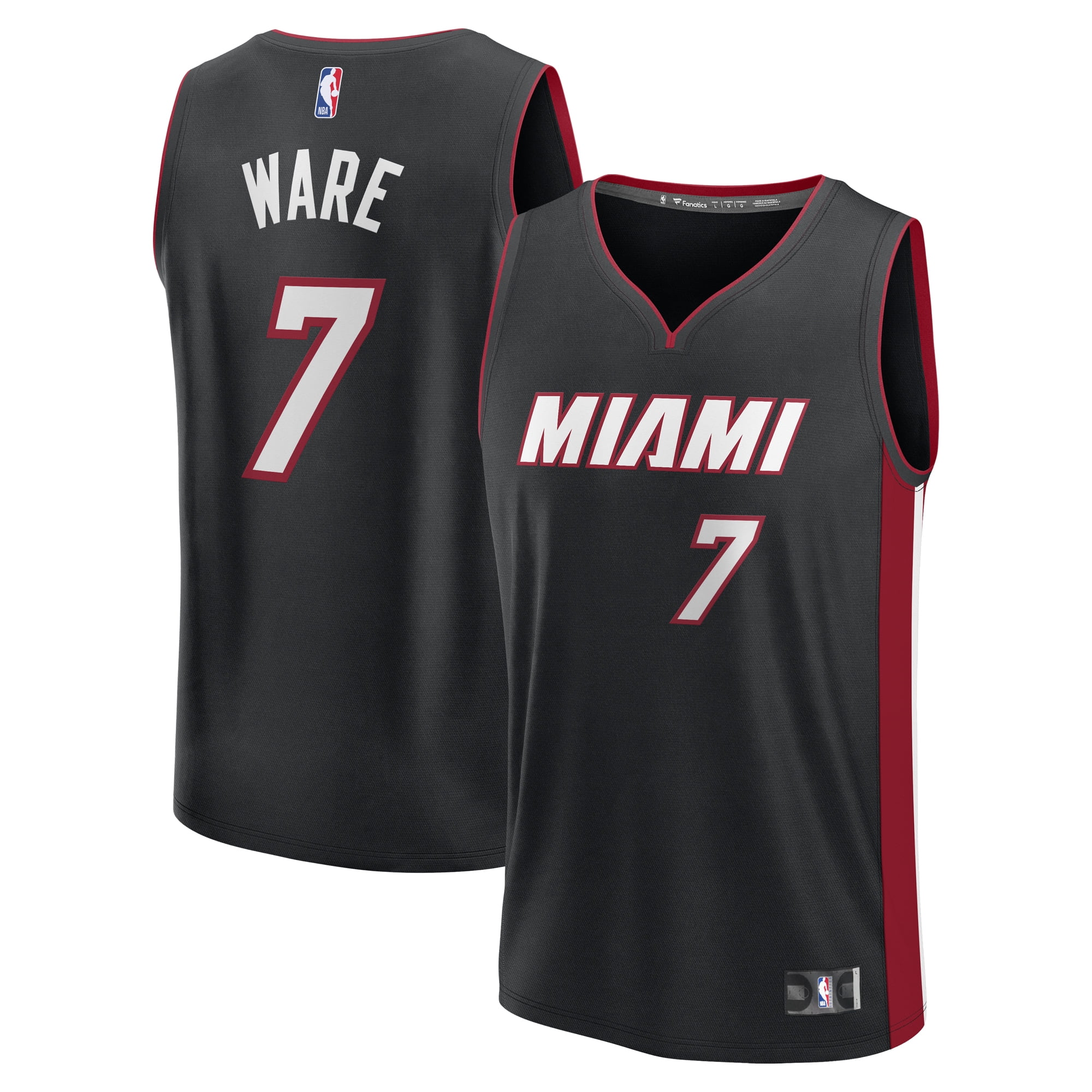 Youth Fanatics Kel'el Ware Black Miami Heat Fast Break Replica