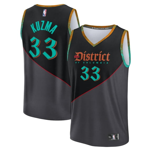 Youth Fanatics Kyle Kuzma Black Washington Wizards 2023/24 Fast Break Jersey - City Edition
